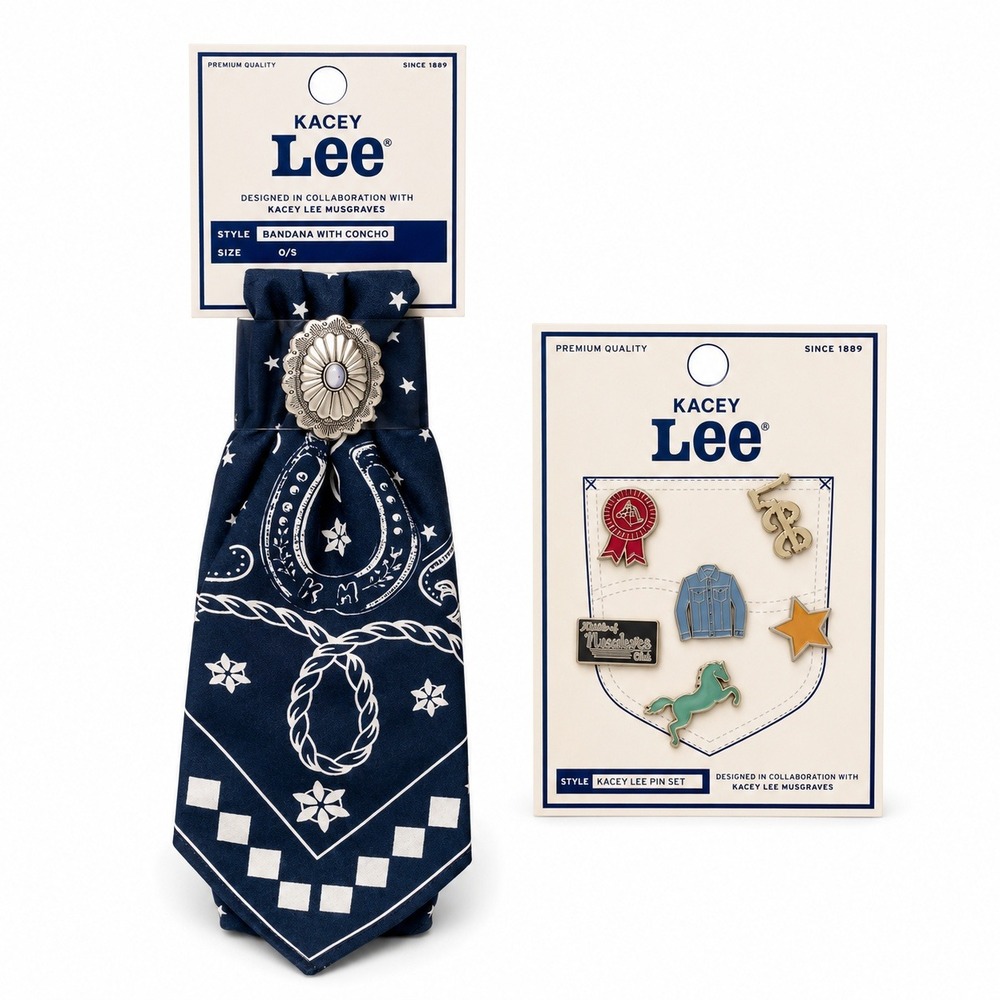 Lee x Kacey Musgraves Bandana with Concho & 6pc. Pin Set Western Americana NEW